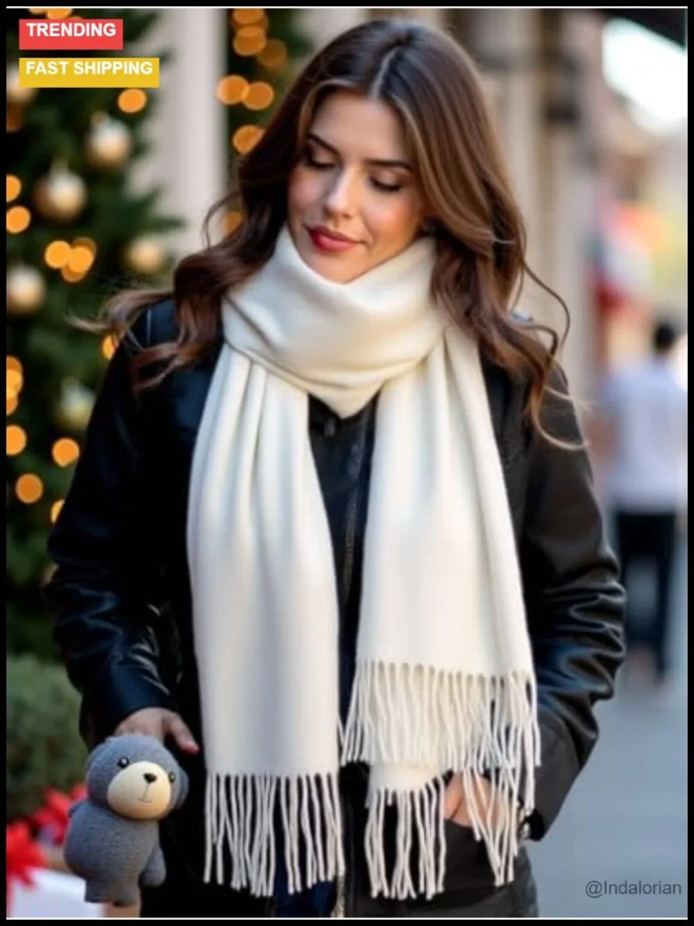 Luxurious Cashmere-Like Fringed Wrap Scarf Oversized Shawl